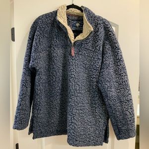 Live Oak Womens Large Navy & Cream Plush Fleece Pullover